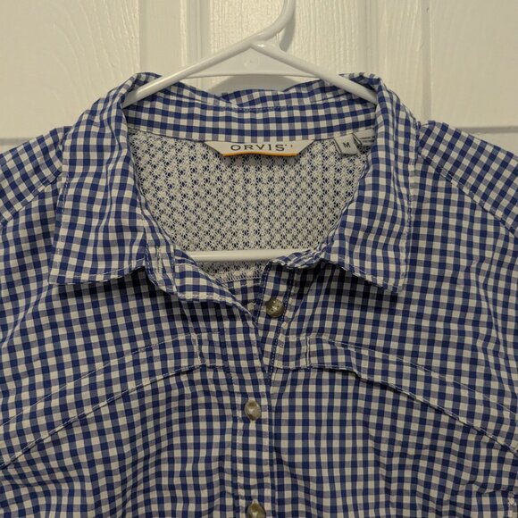 Orvis River Guide Shirt Dress Womens Size Med Blue White Checker Gingham Active - Picture 3 of 11